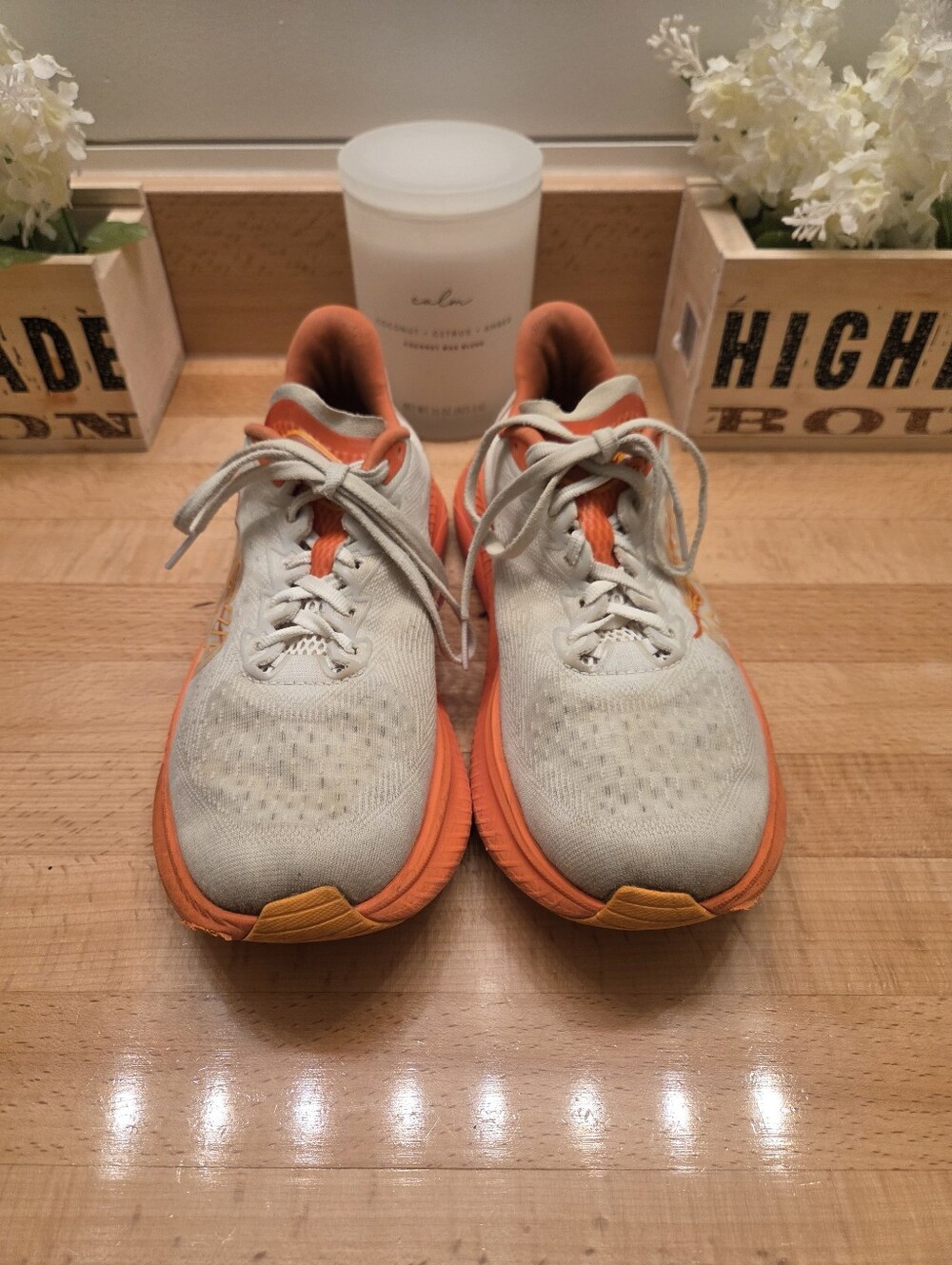 HOKA Mach 6 Running Shoes Frost/Lava Women's Size 7.5 - Picture 2 of 10